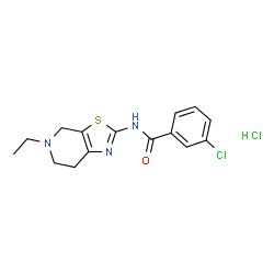 ChemSpider 2D Image | 3-Chloro-N-(5-ethyl-4,5,6,7-tetrahydro[1,3]thiazolo[5,4-c]pyridin-2-yl)benzamide hydrochloride (1:1) | C15H17Cl2N3OS