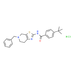 ChemSpider 2D Image | N-(5-Benzyl-4,5,6,7-tetrahydro[1,3]thiazolo[5,4-c]pyridin-2-yl)-4-(2-methyl-2-propanyl)benzamide hydrochloride (1:1) | C24H28ClN3OS