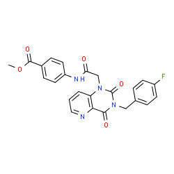 ChemSpider 2D Image | Methyl 4-({[3-(4-fluorobenzyl)-2,4-dioxo-3,4-dihydropyrido[3,2-d]pyrimidin-1(2H)-yl]acetyl}amino)benzoate | C24H19FN4O5