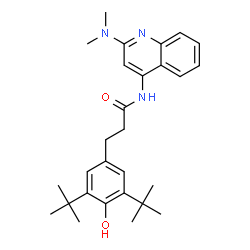 ChemSpider 2D Image | N-[2-(Dimethylamino)-4-quinolinyl]-3-[4-hydroxy-3,5-bis(2-methyl-2-propanyl)phenyl]propanamide | C28H37N3O2