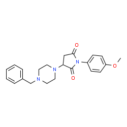 ChemSpider 2D Image | 3-(4-Benzyl-1-piperazinyl)-1-(4-methoxyphenyl)-2,5-pyrrolidinedione | C22H25N3O3
