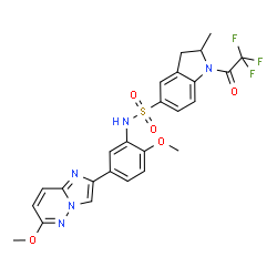 ChemSpider 2D Image | N-[2-Methoxy-5-(6-methoxyimidazo[1,2-b]pyridazin-2-yl)phenyl]-2-methyl-1-(trifluoroacetyl)-5-indolinesulfonamide | C25H22F3N5O5S