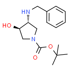 ChemSpider 2D Image | trans-3-Benzylamino-1-Boc-4-hydroxypyrrolidine | C16H24N2O3