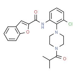 ChemSpider 2D Image | N-[3-Chloro-2-(4-isobutyryl-1-piperazinyl)phenyl]-1-benzofuran-2-carboxamide | C23H24ClN3O3