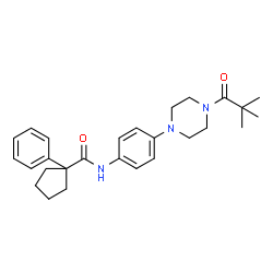 ChemSpider 2D Image | N-{4-[4-(2,2-Dimethylpropanoyl)-1-piperazinyl]phenyl}-1-phenylcyclopentanecarboxamide | C27H35N3O2