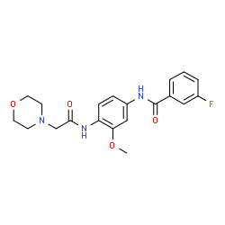 ChemSpider 2D Image | 3-Fluoro-N-{3-methoxy-4-[(4-morpholinylacetyl)amino]phenyl}benzamide | C20H22FN3O4