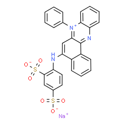 ChemSpider 2D Image | Sodium 4-[(7-phenylbenzo[a]phenazin-7-ium-5-yl)amino]-1,3-benzenedisulfonate | C28H18N3NaO6S2