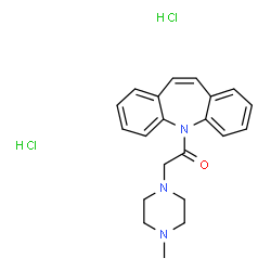 ChemSpider 2D Image | 1-(5H-Dibenzo[b,f]azepin-5-yl)-2-(4-methyl-1-piperazinyl)ethanone dihydrochloride | C21H25Cl2N3O