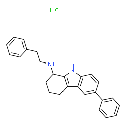 ChemSpider 2D Image | 6-Phenyl-N-(2-phenylethyl)-2,3,4,9-tetrahydro-1H-carbazol-1-amine hydrochloride (1:1) | C26H27ClN2