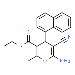 ChemSpider 2D Image | Ethyl 6-amino-5-cyano-2-methyl-4-(1-naphthyl)-4H-pyran-3-carboxylate | C20H18N2O3