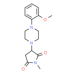 ChemSpider 2D Image | 3-[4-(2-Methoxyphenyl)-1-piperazinyl]-1-methyl-2,5-pyrrolidinedione | C16H21N3O3