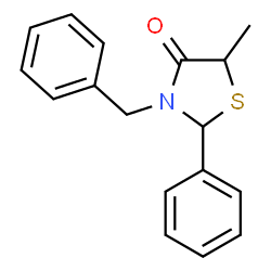 ChemSpider 2D Image | 3-Benzyl-5-methyl-2-phenyl-thiazolidin-4-one | C17H17NOS