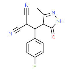 ChemSpider 2D Image | [(4-Fluorophenyl)(3-methyl-5-oxo-4,5-dihydro-1H-pyrazol-4-yl)methyl]malononitrile | C14H11FN4O