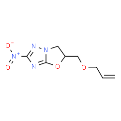 ChemSpider 2D Image | 5-[(Allyloxy)methyl]-2-nitro-5,6-dihydro[1,3]oxazolo[3,2-b][1,2,4]triazole | C8H10N4O4