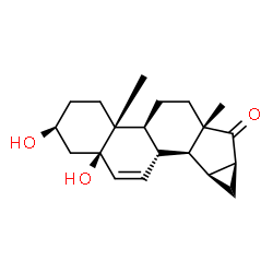 ChemSpider 2D Image | 3beta,5beta-Dihydroxy-15beta,16beta-methylene-androst-6-en-17-one | C20H28O3