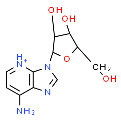 ChemSpider 2D Image | 7-Amino-3-pentofuranosyl-3H-imidazo[4,5-b]pyridin-4-ium | C11H15N4O4