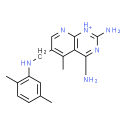 ChemSpider 2D Image | 2,4-Diamino-6-{[(2,5-dimethylphenyl)amino]methyl}-5-methylpyrido[2,3-d]pyrimidin-1-ium | C17H21N6