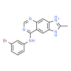 ChemSpider 2D Image | 8-[(3-Bromophenyl)amino]-2-methyl-1H-imidazo[4,5-g]quinazolin-3-ium | C16H13BrN5