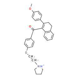 ChemSpider 2D Image | 1-[2-(4-{[2-(4-Methoxyphenyl)-3,4-dihydro-1-naphthalenyl]carbonyl}phenoxy)ethyl]pyrrolidinium | C30H32NO3