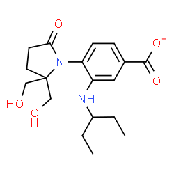 ChemSpider 2D Image | 4-[2,2-Bis(hydroxymethyl)-5-oxo-1-pyrrolidinyl]-3-(3-pentanylamino)benzoate | C18H25N2O5