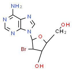 ChemSpider 2D Image | 9-(2-Bromo-2-deoxypentofuranosyl)-9H-purin-6-amine | C10H12BrN5O3
