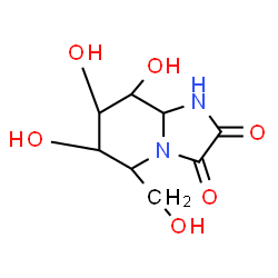 ChemSpider 2D Image | 6,7,8-Trihydroxy-5-(hydroxymethyl)hexahydroimidazo[1,2-a]pyridine-2,3-dione | C8H12N2O6