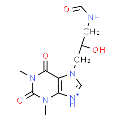 ChemSpider 2D Image | 7-(3-Formamido-2-hydroxypropyl)-1,3-dimethyl-2,6-dioxo-2,3,6,7-tetrahydro-1H-purin-9-ium | C11H16N5O4