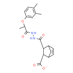 ChemSpider 2D Image | 3-({2-[2-(3,4-Dimethylphenoxy)propanoyl]hydrazino}carbonyl)bicyclo[2.2.1]hept-5-ene-2-carboxylate | C20H23N2O5