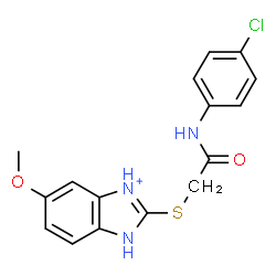 ChemSpider 2D Image | 2-({2-[(4-Chlorophenyl)amino]-2-oxoethyl}sulfanyl)-5-methoxy-1H-3,1-benzimidazol-3-ium | C16H15ClN3O2S