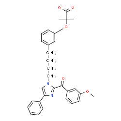 ChemSpider 2D Image | 2-(3-{4-[2-(3-Methoxybenzoyl)-4-phenyl-1H-imidazol-1-yl]butyl}phenoxy)-2-methylpropanoate | C31H31N2O5