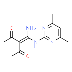 ChemSpider 2D Image | 3-{Amino[(4,6-dimethyl-2-pyrimidinyl)amino]methylene}-2,4-pentanedione | C12H16N4O2