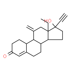 ChemSpider 2D Image | 13-Ethyl-17-ethynyl-17-hydroxy-11-methylene-1,2,6,7,8,9,10,11,12,13,14,15,16,17-tetradecahydro-3H-cyclopenta[a]phenanthren-3-one | C22H28O2