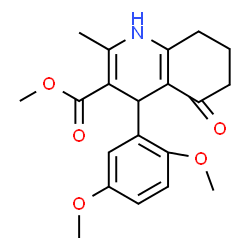 ChemSpider 2D Image | Methyl 4-(2,5-dimethoxyphenyl)-2-methyl-5-oxo-1,4,5,6,7,8-hexahydro-3-quinolinecarboxylate | C20H23NO5