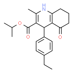 ChemSpider 2D Image | Isopropyl 4-(4-ethylphenyl)-2-methyl-5-oxo-1,4,5,6,7,8-hexahydro-3-quinolinecarboxylate | C22H27NO3
