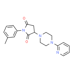 ChemSpider 2D Image | 3-(4-Pyridin-2-yl-piperazin-1-yl)-1-m-tolyl-pyrrolidine-2,5-dione | C20H22N4O2
