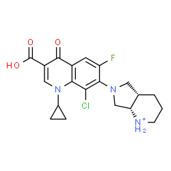 ChemSpider 2D Image | (4aS,7aS)-6-(3-Carboxy-8-chloro-1-cyclopropyl-6-fluoro-4-oxo-1,4-dihydro-7-quinolinyl)octahydro-1H-pyrrolo[3,4-b]pyridin-1-ium | C20H22ClFN3O3