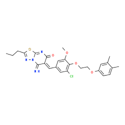 ChemSpider 2D Image | (6Z)-6-{3-Chloro-4-[2-(3,4-dimethylphenoxy)ethoxy]-5-methoxybenzylidene}-5-imino-2-propyl-5,6-dihydro-7H-[1,3,4]thiadiazolo[3,2-a]pyrimidin-7-one | C26H27ClN4O4S