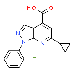 ChemSpider 2D Image | 6-Cyclopropyl-1-(2-fluorophenyl)pyrazolo[3,4-b]pyridine-4-carboxylic acid | C16H12FN3O2