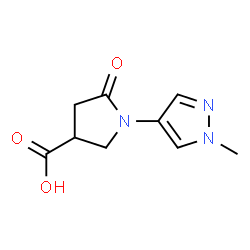 ChemSpider 2D Image | 1-(1-methylpyrazol-4-yl)-5-oxopyrrolidine-3-carboxylic acid | C9H11N3O3