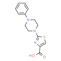 ChemSpider 2D Image | 2-(4-Phenyl-1-piperazinyl)-4-thiazolecarboxylic acid | C14H15N3O2S