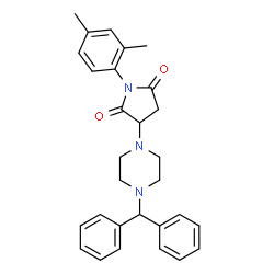 ChemSpider 2D Image | 3-(4-benzhydryl-1-piperazinyl)-1-(2,4-dimethylphenyl)-2,5-pyrrolidinedione | C29H31N3O2