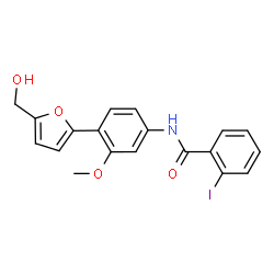 ChemSpider 2D Image | N-{4-[5-(Hydroxymethyl)-2-furyl]-3-methoxyphenyl}-2-iodobenzamide | C19H16INO4