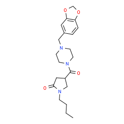 ChemSpider 2D Image | 4-{[4-(1,3-Benzodioxol-5-ylmethyl)-1-piperazinyl]carbonyl}-1-butyl-2-pyrrolidinone | C21H29N3O4