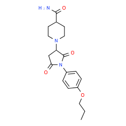 ChemSpider 2D Image | 1-[2,5-Dioxo-1-(4-propoxyphenyl)-3-pyrrolidinyl]-4-piperidinecarboxamide | C19H25N3O4