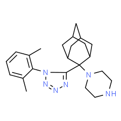 ChemSpider 2D Image | 1-{2-[1-(2,6-Dimethylphenyl)-1H-tetrazol-5-yl]adamantan-2-yl}piperazine | C23H32N6