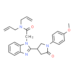 ChemSpider 2D Image | N,N-Diallyl-2-{2-[1-(4-methoxyphenyl)-5-oxo-3-pyrrolidinyl]-1H-benzimidazol-1-yl}acetamide | C26H28N4O3