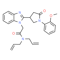 ChemSpider 2D Image | N,N-Diallyl-2-{2-[1-(2-methoxyphenyl)-5-oxo-3-pyrrolidinyl]-1H-benzimidazol-1-yl}acetamide | C26H28N4O3
