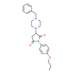 ChemSpider 2D Image | 3-(4-Benzyl-1-piperazinyl)-1-(4-propoxyphenyl)-2,5-pyrrolidinedione | C24H29N3O3
