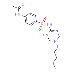 ChemSpider 2D Image | N-{4-[(5-Pentyl-1,4,5,6-tetrahydro-1,3,5-triazin-2-yl)sulfamoyl]phenyl}acetamide | C16H25N5O3S