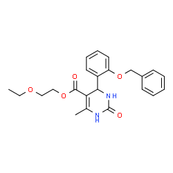 ChemSpider 2D Image | 2-Ethoxyethyl 4-[2-(benzyloxy)phenyl]-6-methyl-2-oxo-1,2,3,4-tetrahydro-5-pyrimidinecarboxylate | C23H26N2O5